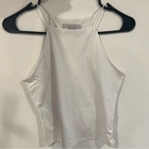 White halter high neck crop top, S